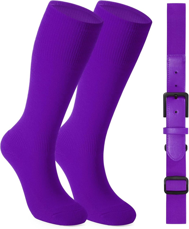 Werforu Baseball Socks and Non-Metal Nickel-Free Belt-Adjustable Belt with Non-allergic Plastic Buckle Softball Socks for kid - Image 1